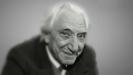 Cesare Musatti ritratto digitalizzato in bianco e nero